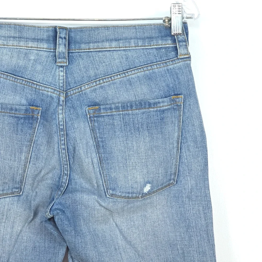 J Crew Distressed Jeans Women's 27 (Fit 30x30) Light Wash Stretch Denim Whiskers